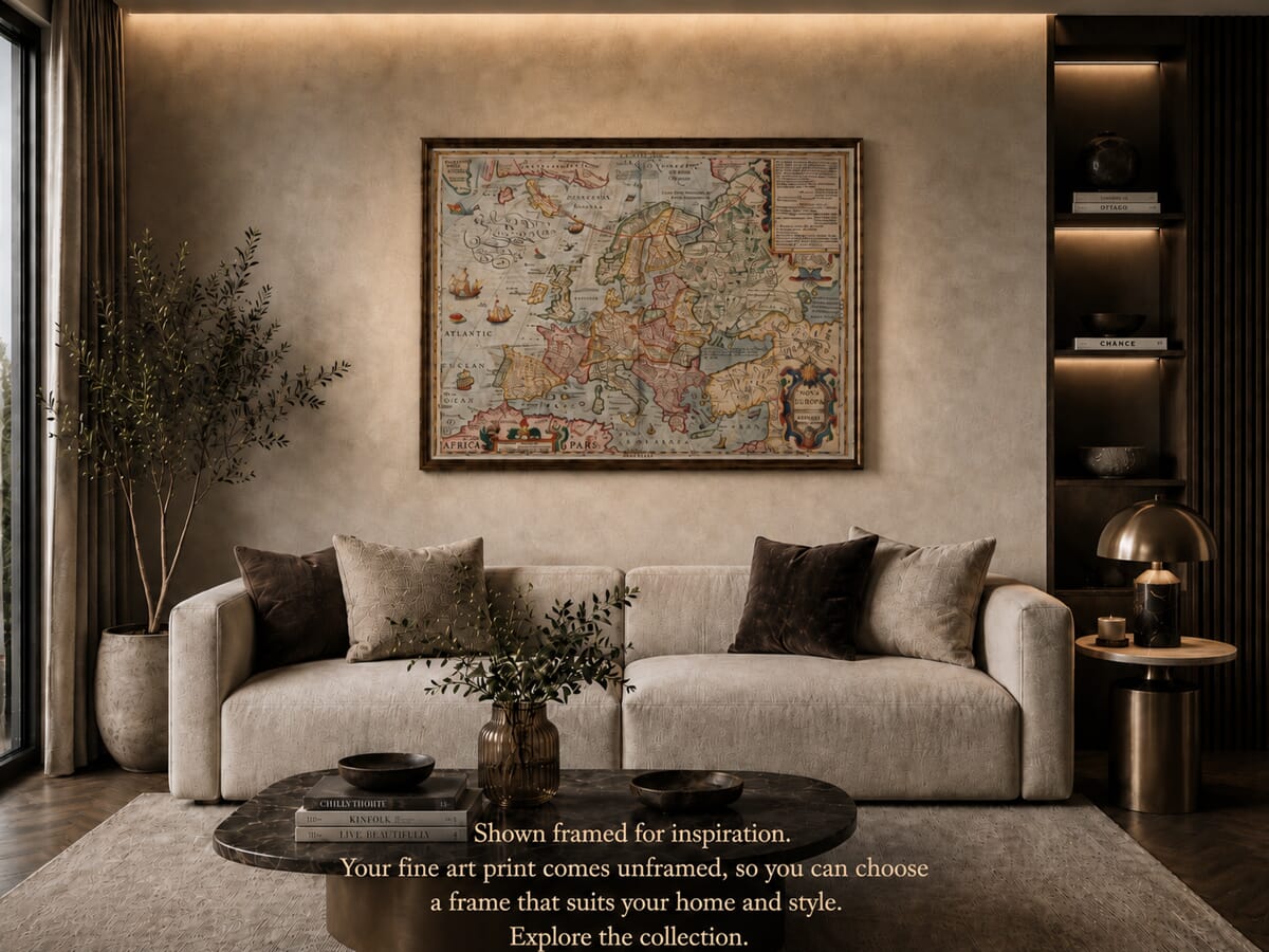 Old Europe Map Framed example