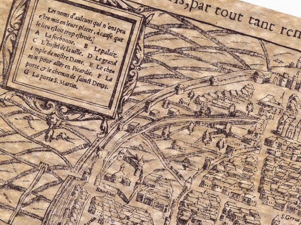 Paris Town Plan detail Old Paris Map