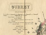 Surrey Detail from old railway Map Surrey Detail from old railway Map