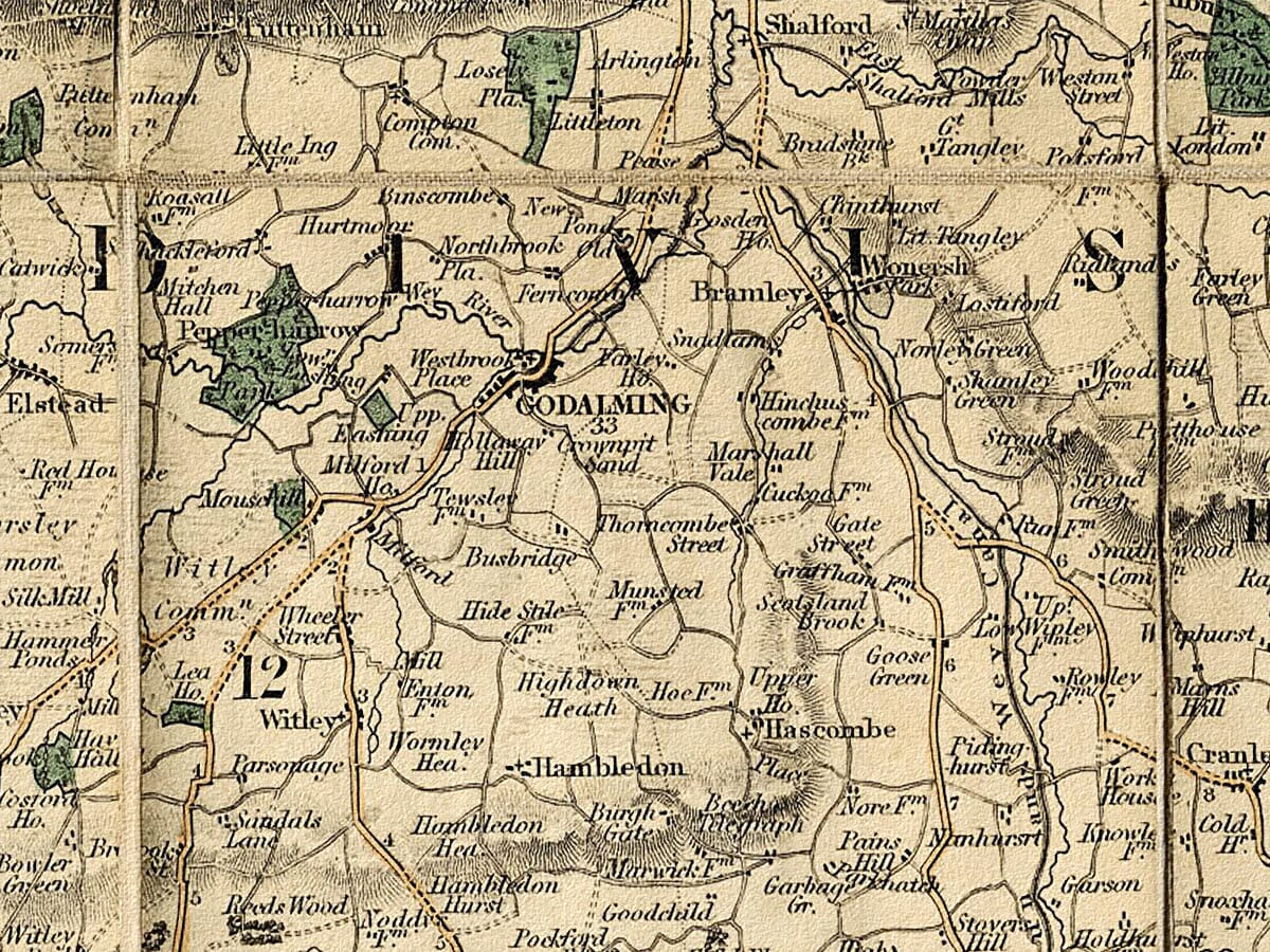 Surrey Detail from old railway Map