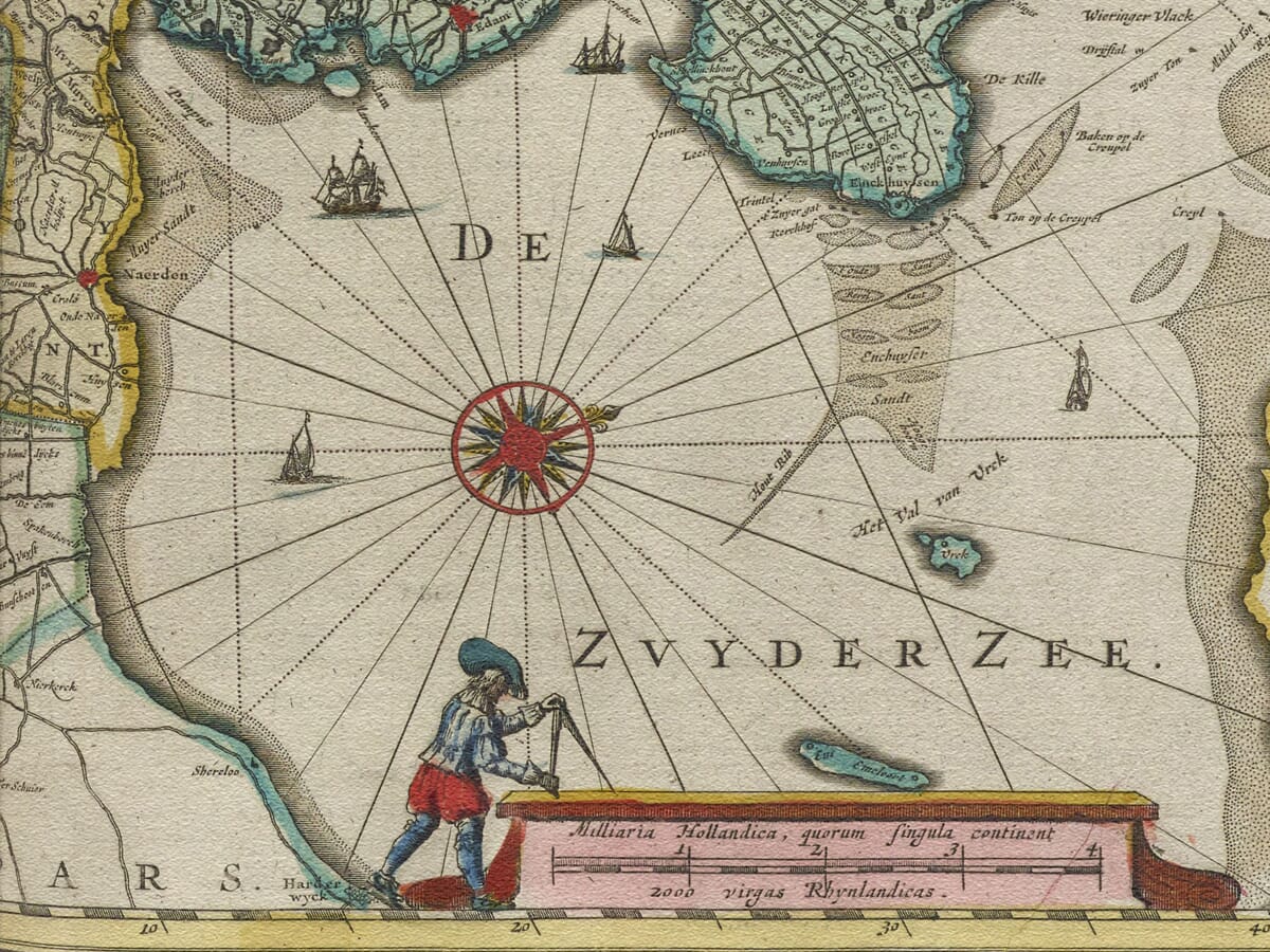 Compass on old map