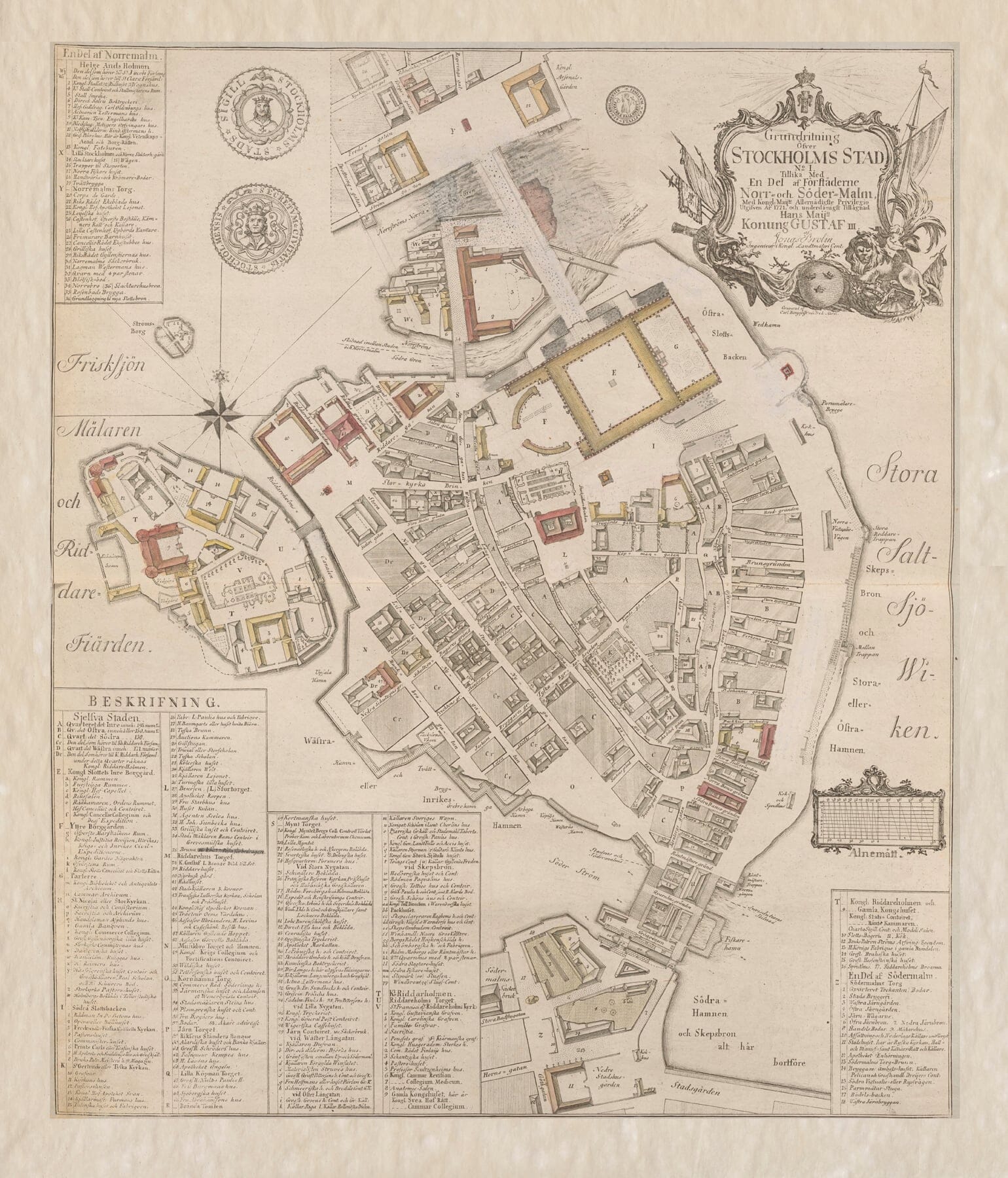 Old map of Stockholm by Jonas Brolin, 1771