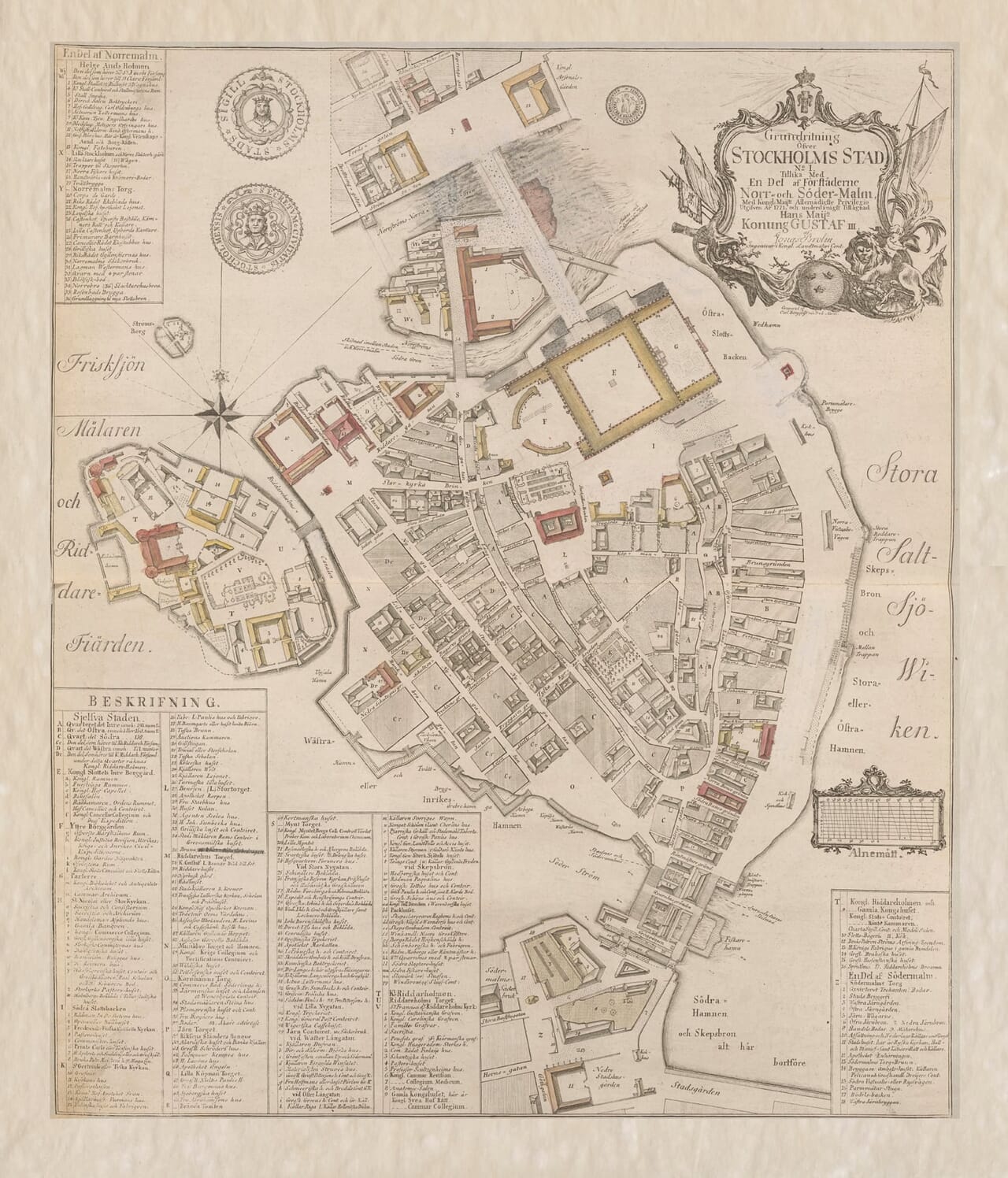 Old map of Stockholm by Jonas Brolin, 1771