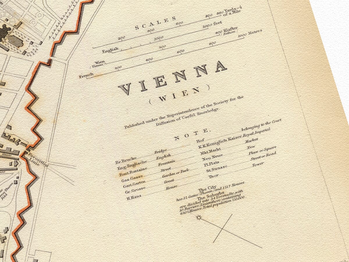 Old Map Vienna Detail 2