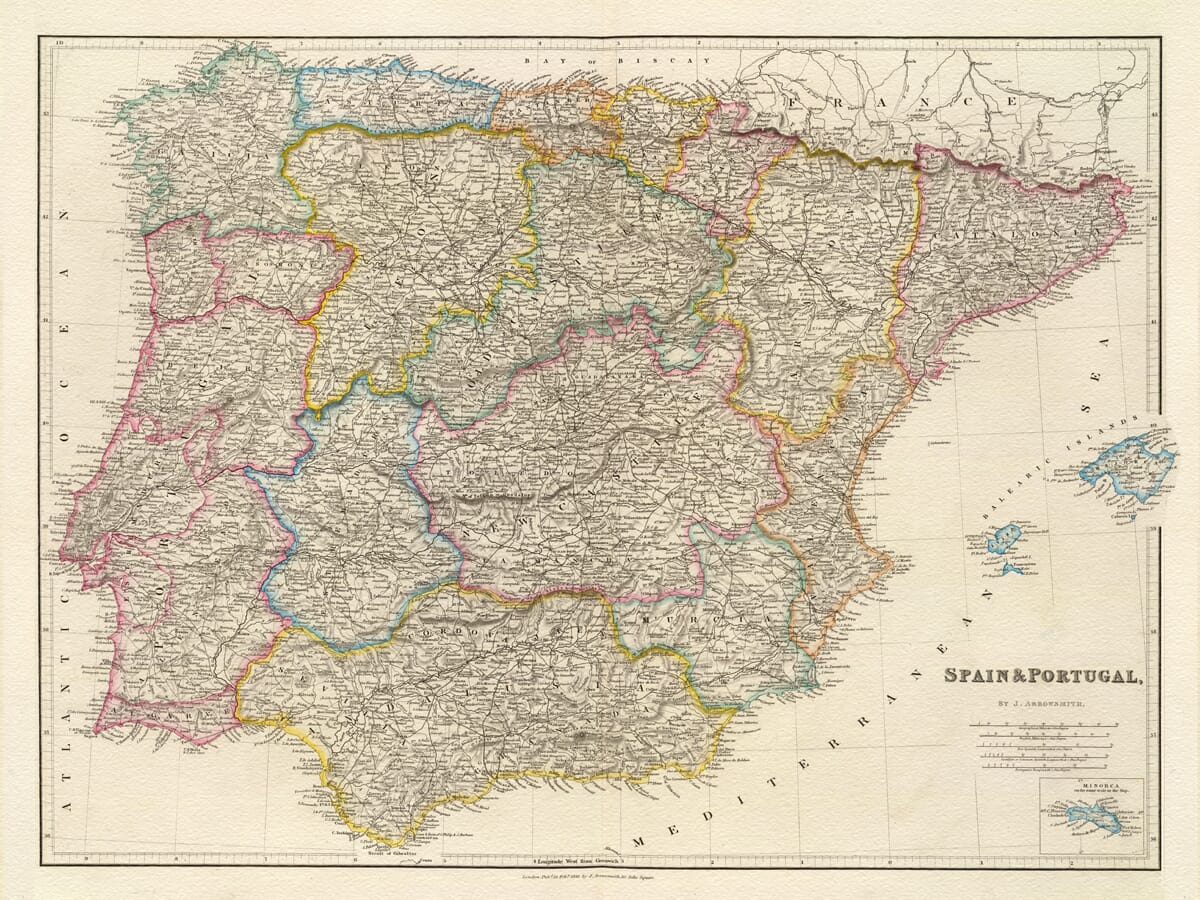 Old Spain Portugal Map
