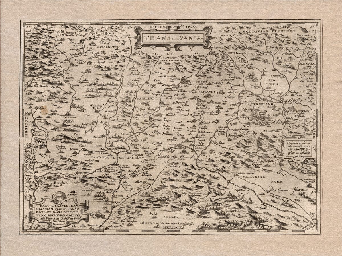 Old Map Transilvania Romania