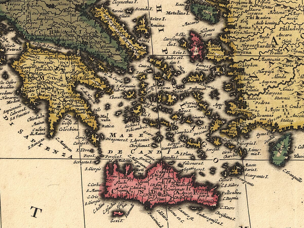Large map of Mediterranean enlarged detail