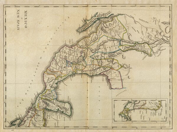 Carey’s Mexico or New Spain map with Texas, New Mexico and a Central America inset