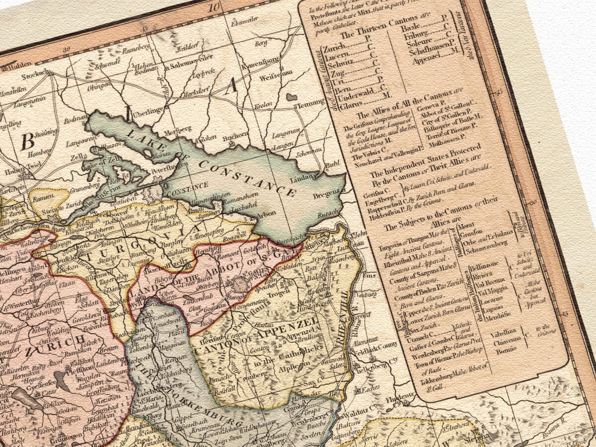 old map of Switzerland