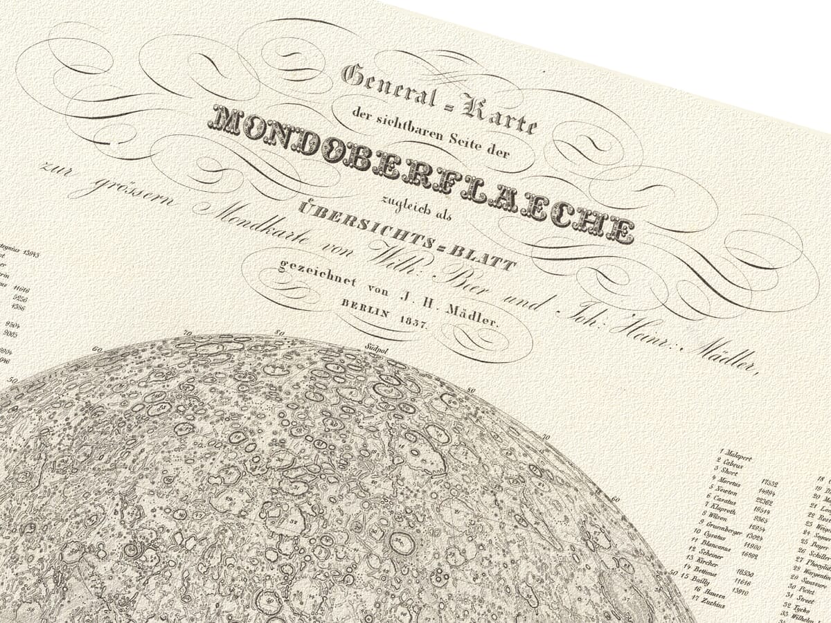 old map of moon detail