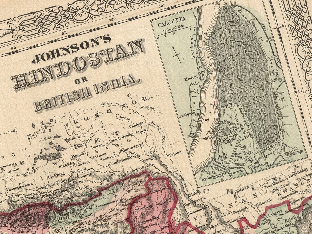 detail from an old map of india