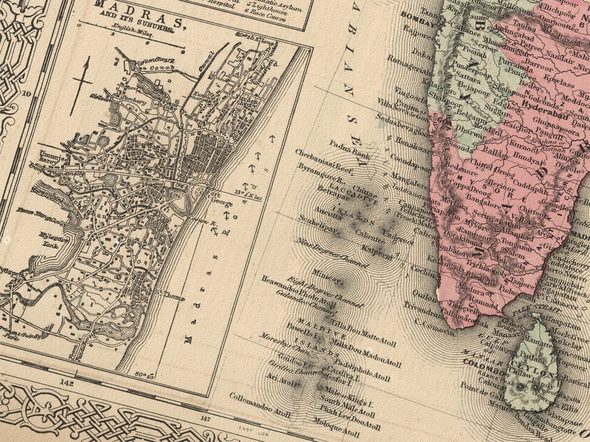detail from an old map of india