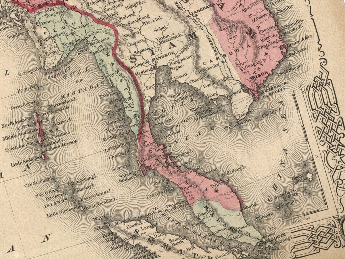 detail from an old map of india