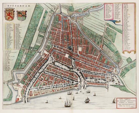 Old map of Rotterdam by Joan Blaeu, 1649