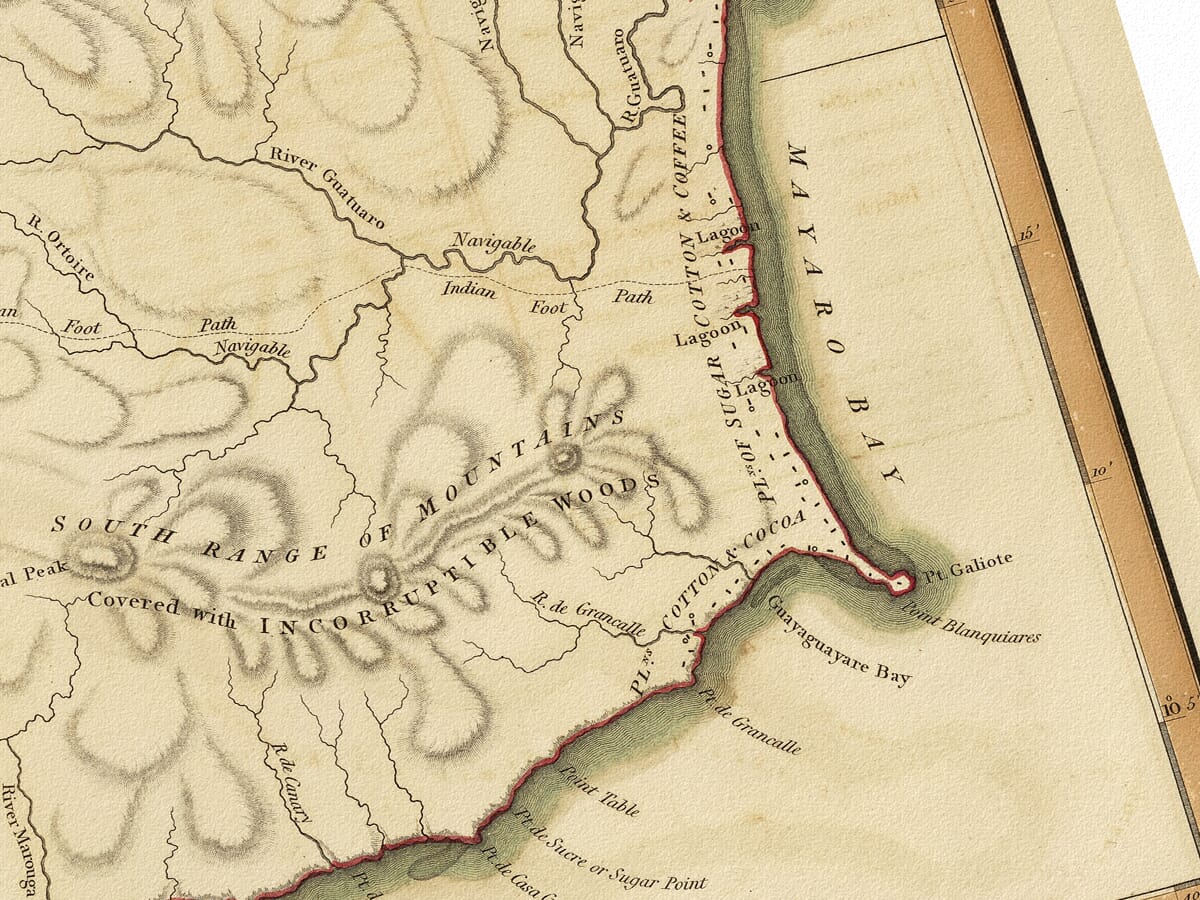 detail from an old map of trinidad