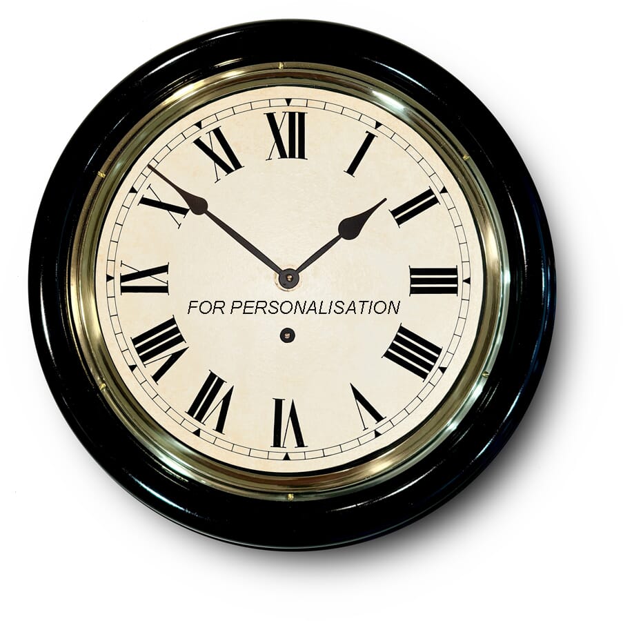 Large Roman Black Cased Clock Personalised