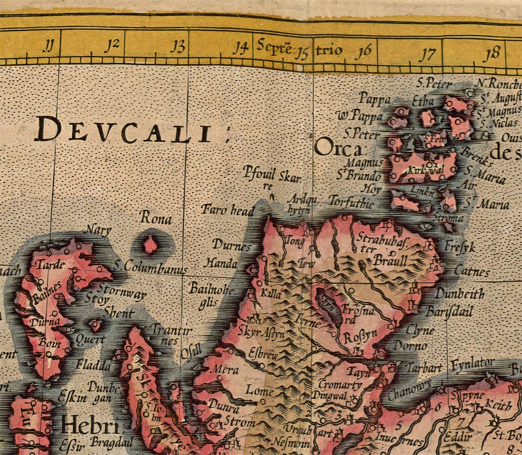 Ancient Map Northern Scottish Islands