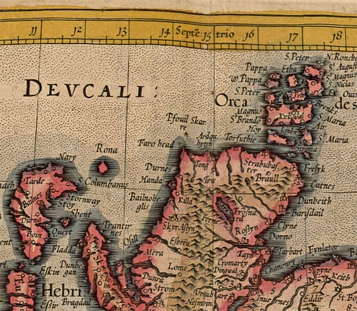 Ancient Map Northern Scottish Islands