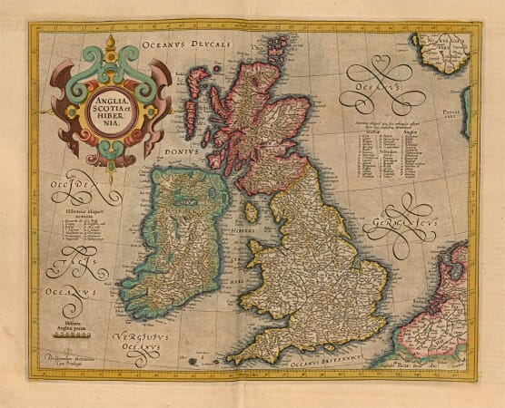 Old map of Great Britain and Ireland by Gerard Mercator, 1623