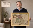 Medium Size Edition Old Map of Great Britain and Ireland