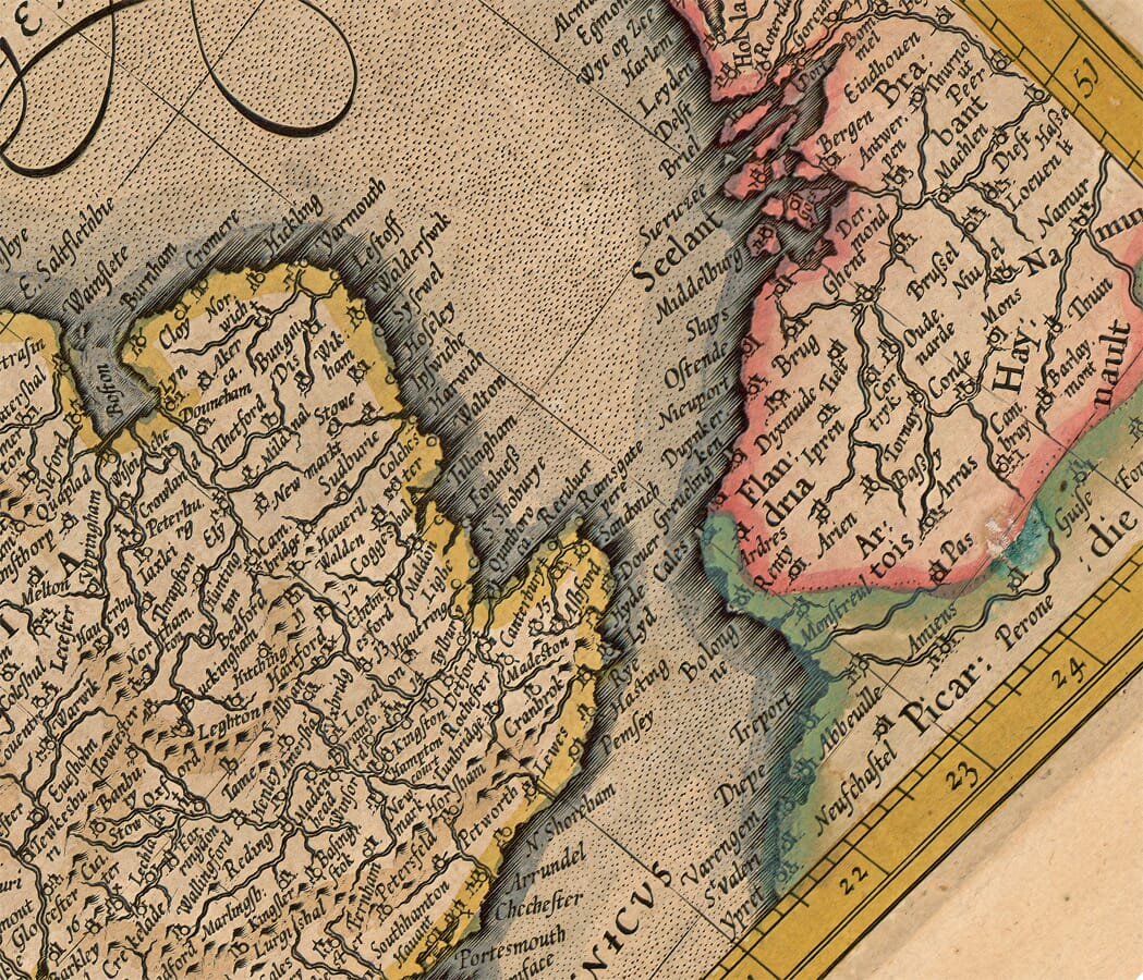 Old Map showing England and France