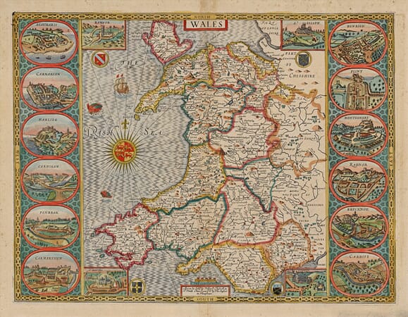 Old Map of Wales Hand Coloured