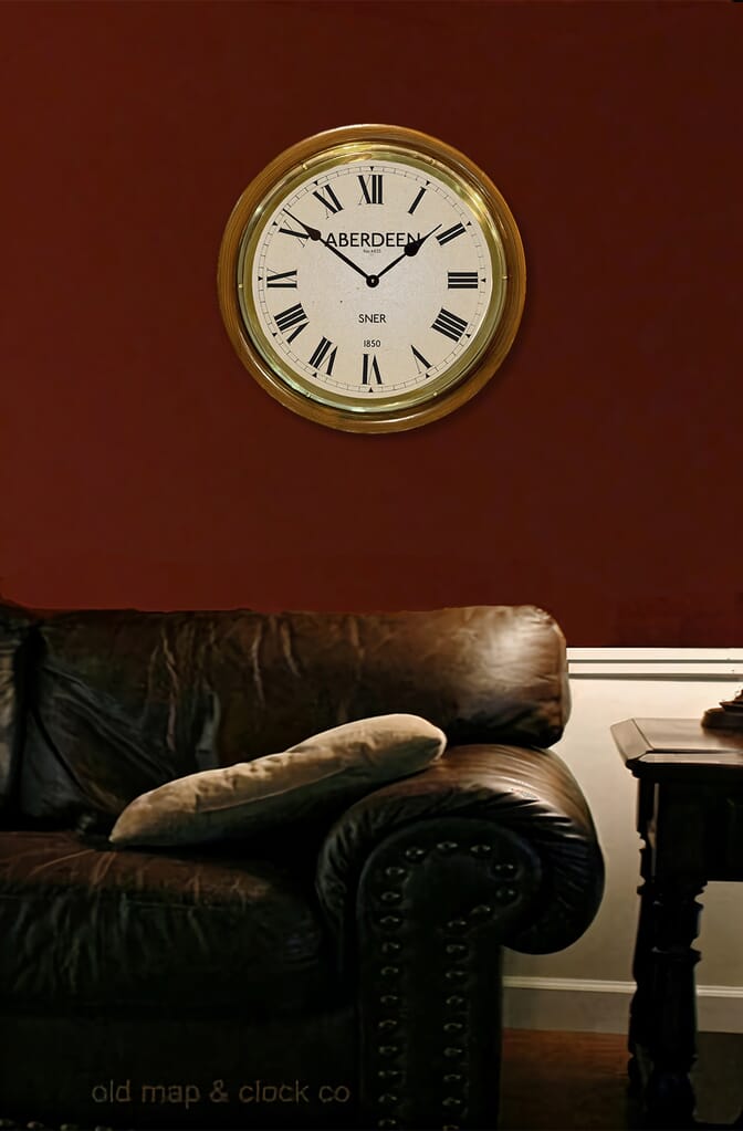 Aberdeen Station Clock Wood 16" on wall