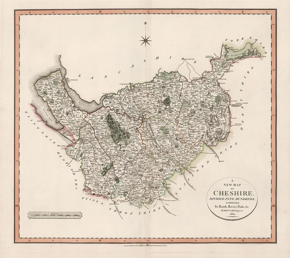 Old Map Cheshire by Cary