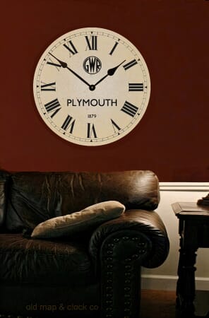 Plymouth Old Station Clock Large on Wall