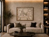 Coloured Edition Roman Empire Map shown framed on wall