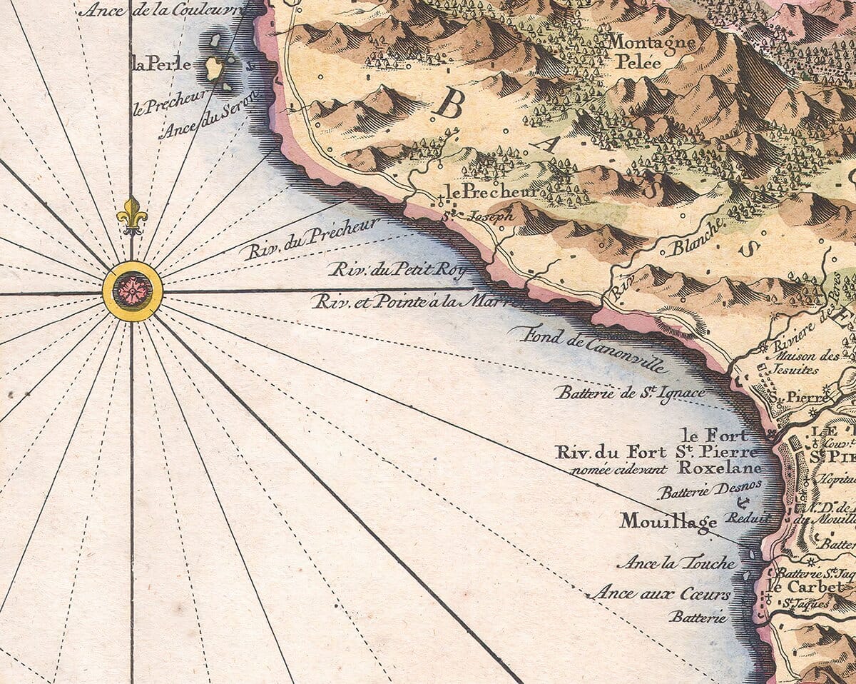 Muillage Martinique detail from a vintage map