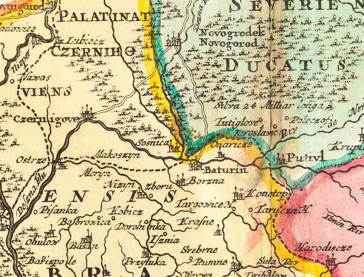 Chernigov and Novgorod Seversky detail from Homann’s c.1712 map of Ukraine