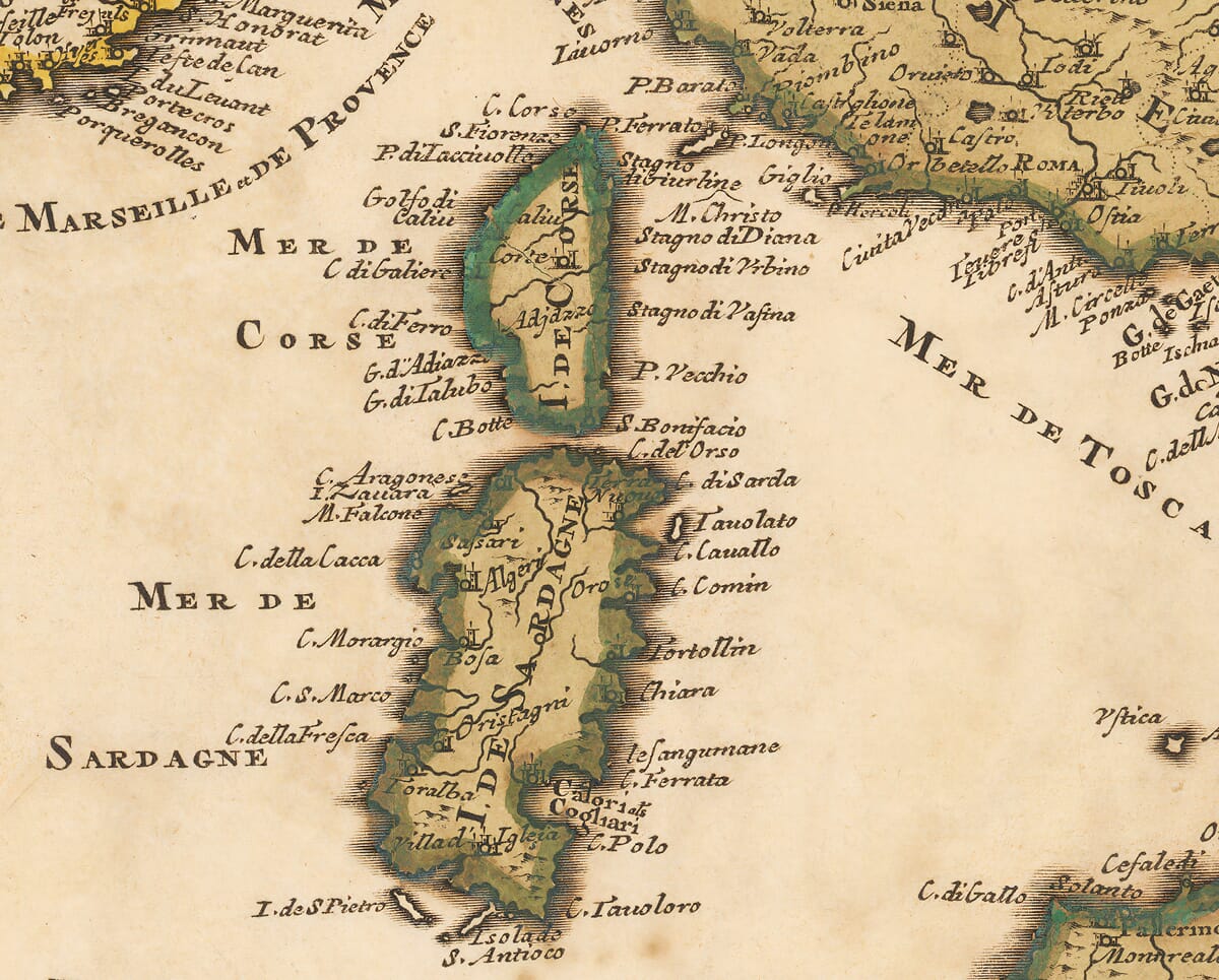 Old French Map of the Medditeranran Detail