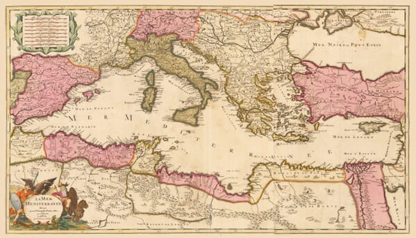 Old French Map of the Mediterranean