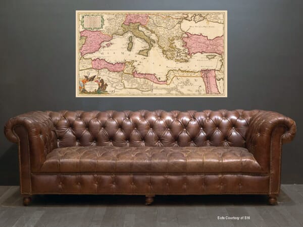 Old Map of the Med on Wall