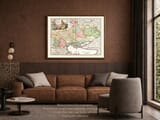 Homann’s old map of Ukraine shown framed in a living room; print supplied unframed