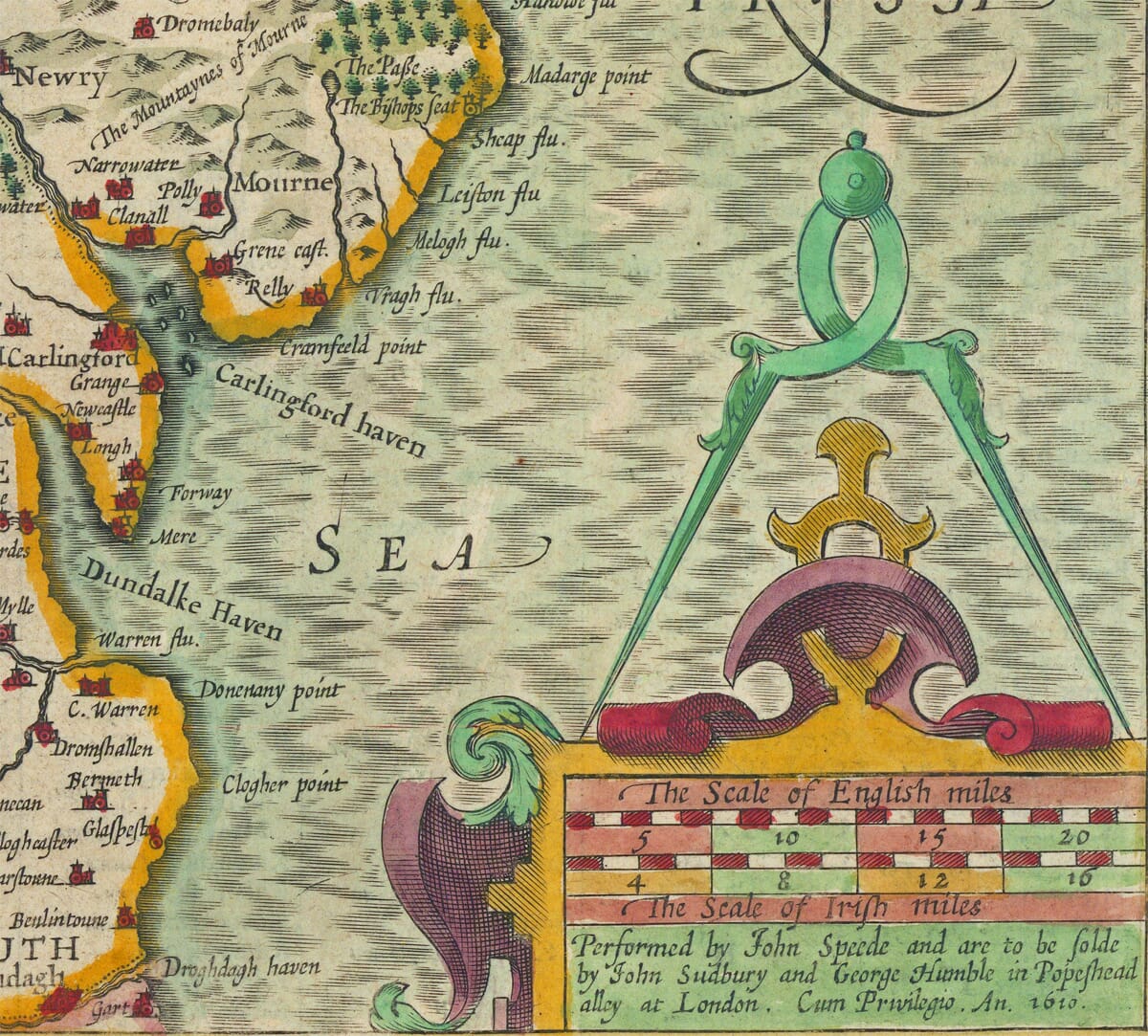 Further detail from an antique map of Ulster