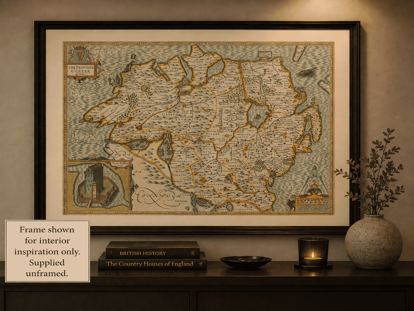 Northern Ireland Map shown in frame