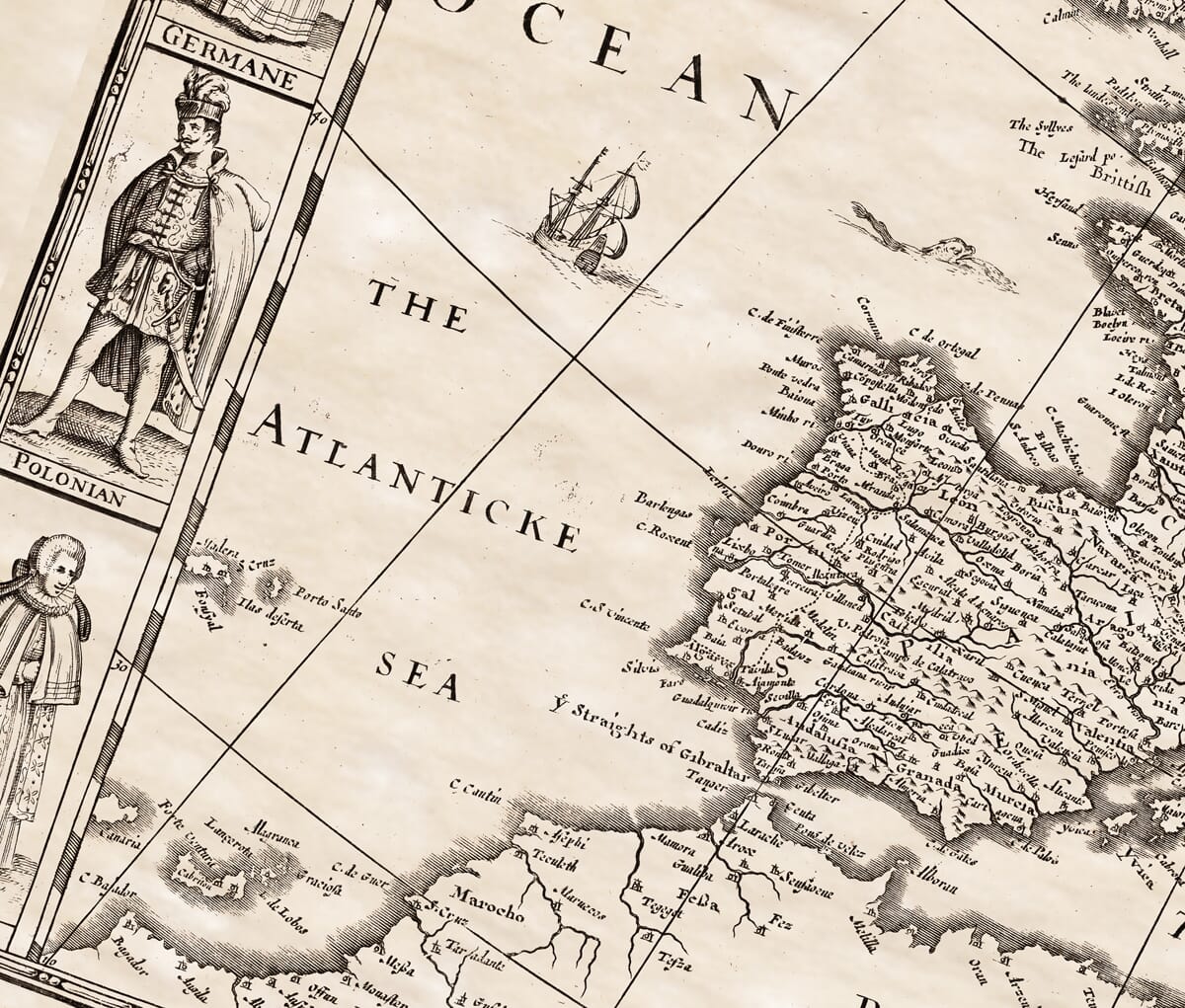 Old Map of Europe 1600 detail 2