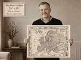 Medium edition of John Speed’s old map of Europe held for scale