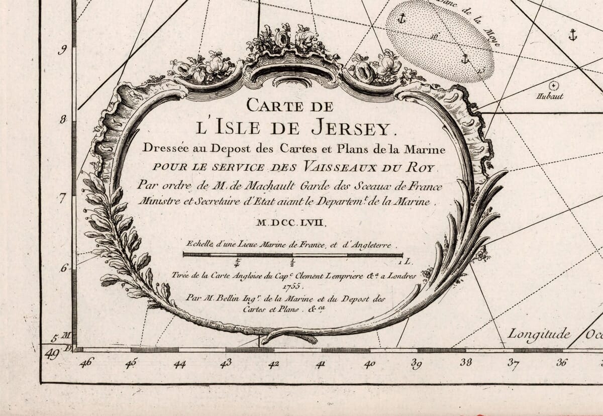 Vintage Map of Jersey Detail Cartouche