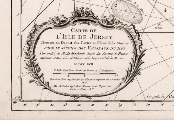Vintage Map of Jersey Detail Cartouche