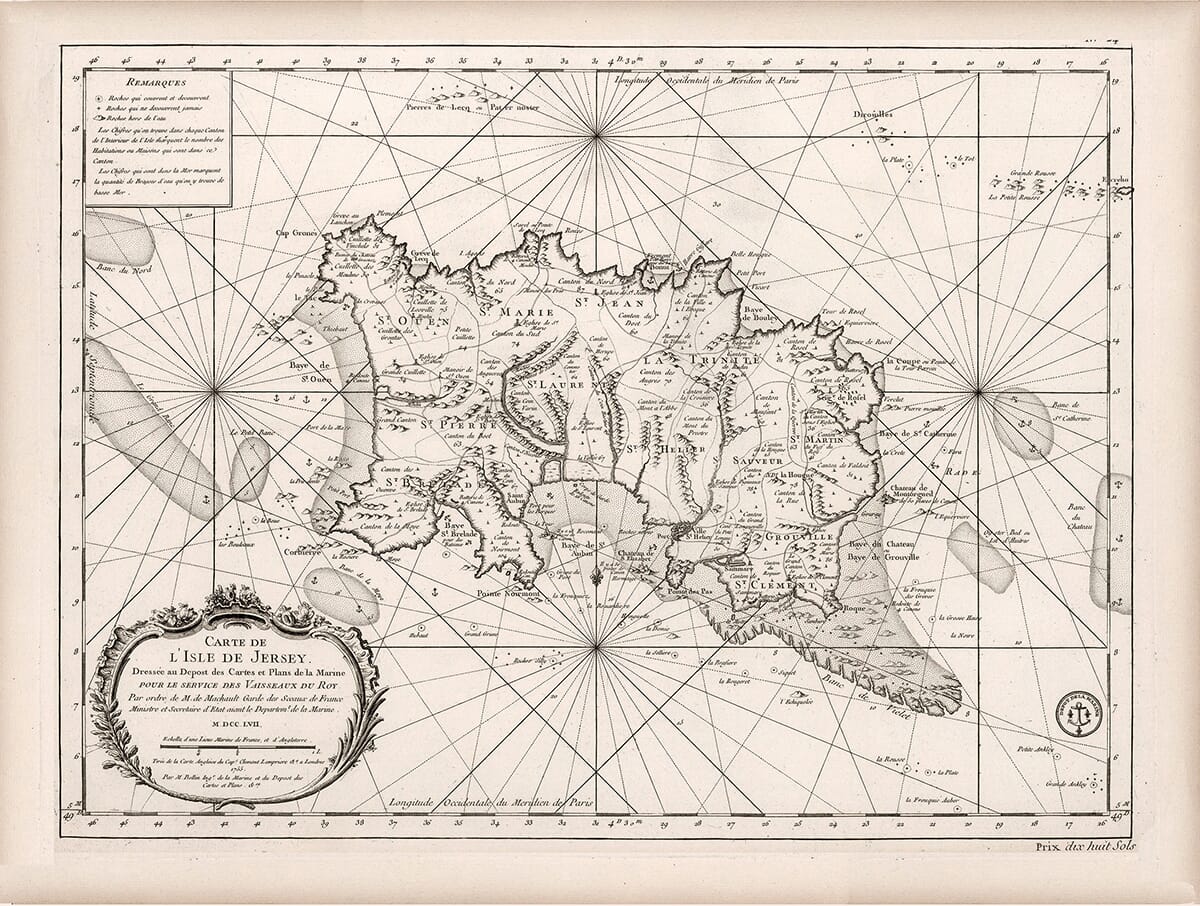 Vintage Map of Jersey