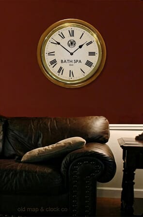 Bath Station Clock Wood on wall
