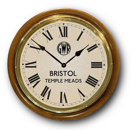 Bristol Temple Meads Clock Station Wood Case