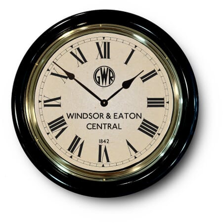 Windsor & Eaton Reproduction Railway Station Clock in Black Case