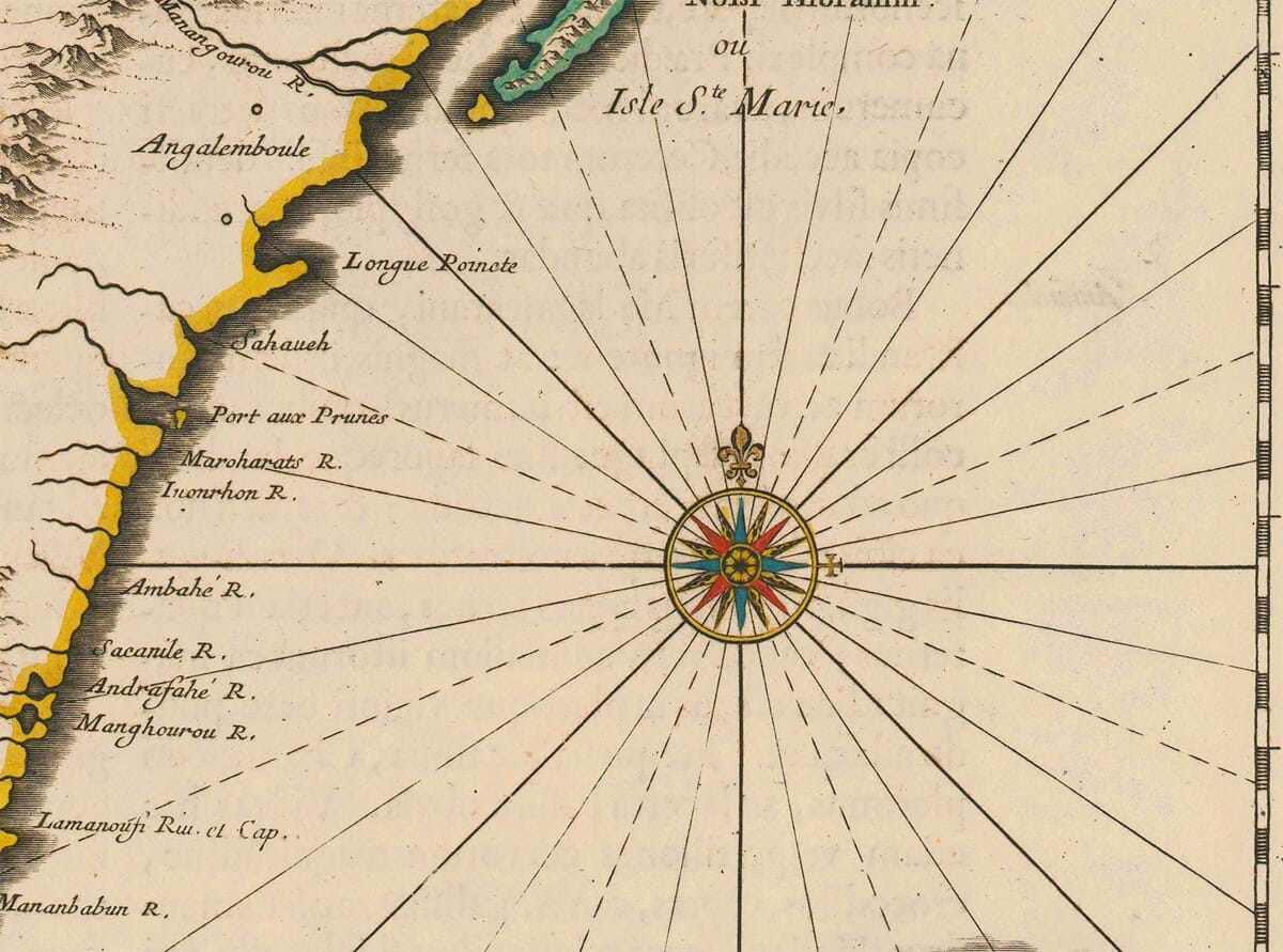 Compass Rose featured Madagascar Vintage Map
