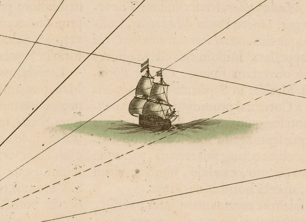 A Sailing Ship featured on Madagascar Vintage Map