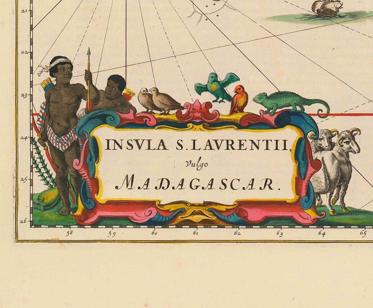 Title piece from vintage map of Madagascar