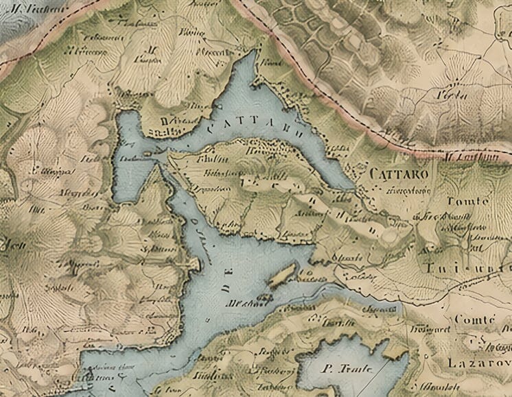 Old Map of Montenegro Detail